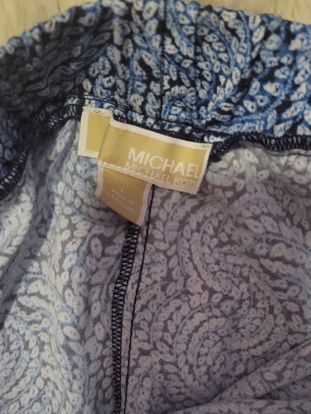 Michael Kors Blue Printed Wide-Leg Pull-On Pants - Picture 5 of 9